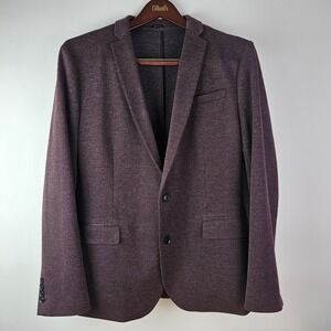 J Ferrar Blazer Mens L42 /‎ 44R Slim Fit Red Stretch Jersey Sport Coat